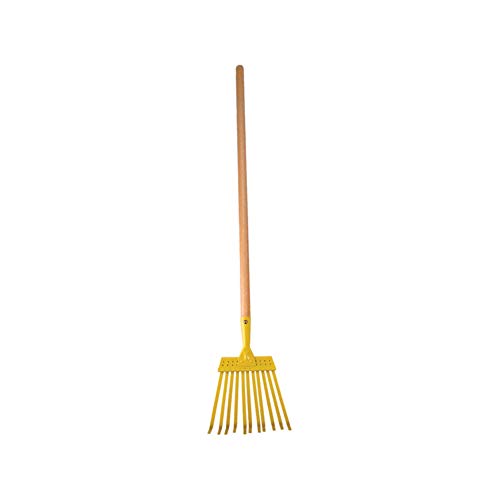Rugg Kids Long Handle Leaf Rake, Mini Raking Tool with Wooden Handle, Gardening Tool for Children, Yellow - color: Leaf Rake