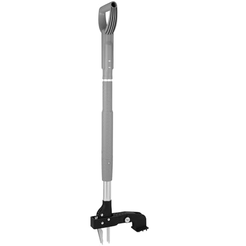 39 Inch Weed Puller Tool,Stand Up Weed Puller Tool with Long Handle,4-Claw Steel Head Design, Roots Remover for Garden & Lawn Care,Weeder Root Without Bending for Dandelion Gardening Yard Patio(Grey)