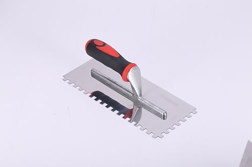 Stainless Steel Square Notched Trowel Set - 3 Piece Kit (5/32", 5/16", 1/2" Notch Sizes) for Wall & Floor Tile Installation - Masonry Tiling Hand Tools