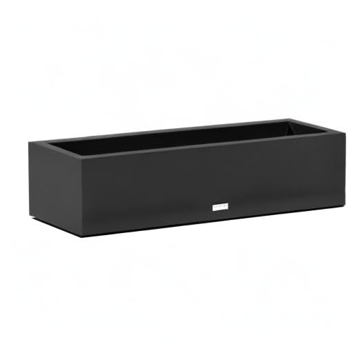 Veradek Block Series Trough Planter - Rectangular Outdoor Window Box - color: Black