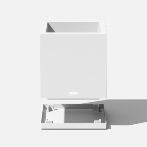 Veradek Block Series Cube Planter & Drip Tray - Square Outdoor Planter Set - color: White, size: Small - with saucer