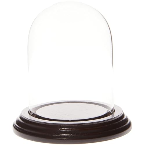 Plymor 3" x 4" Glass Display Dome Cloche (Dark Mahogany Veneer Base) - color: Dark Mahogany Veneer Base
