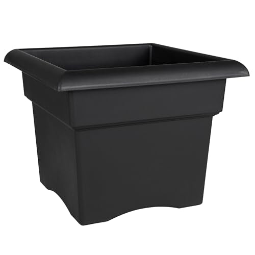 Bloem Veranda 18" Plastic Square Planter Box, Black, 2-Pack - color: Black, size: 18" (Pack of 2)