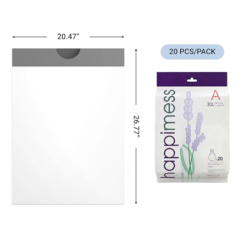 happimess 20-Count Lavender 8 Gal Drawstring Trash Bags, White, Pack of 3 - color: White (Lavender Scented), size: 60 Count (Pack of 1)