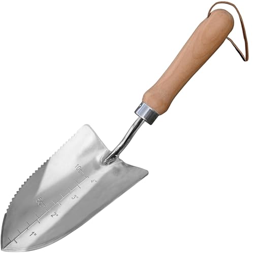 GREBSTK Gardening Serrated Shovels Stainless Steel Transplanter Garden Trowel Depth Marker Measurements Shovel Weeding Tool