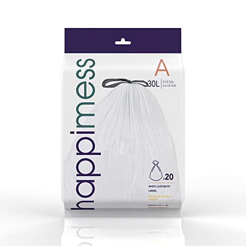 happimess HPM3000A-WHITE 7.9 Gallon Kitchen Drawstring Trash Bags, Trash Can Liner, White, 60-Count, 3-Packs of 20 Liners - color: White, size: 60 Count (Pack of 1)