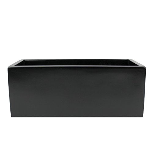 Brisbane Rectangle Fiberglass Planter Box (L:24" x W:8" x H:8", Matte Black) - color: Matte Black, size: L:24" x W:8" x H:8"