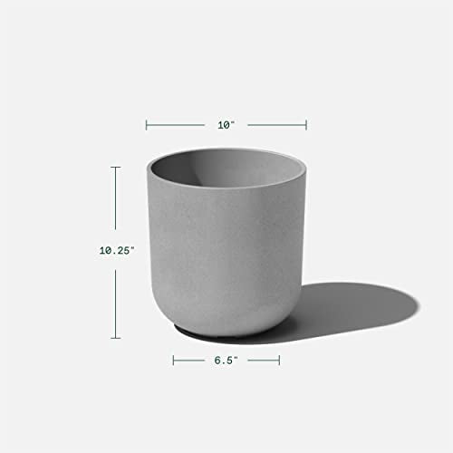Veradek Mason Series Lima Planter & Drip Tray - Large Round Outdoor Planter - color: Gray, size: 10 inches - 2 Pack with Saucers
