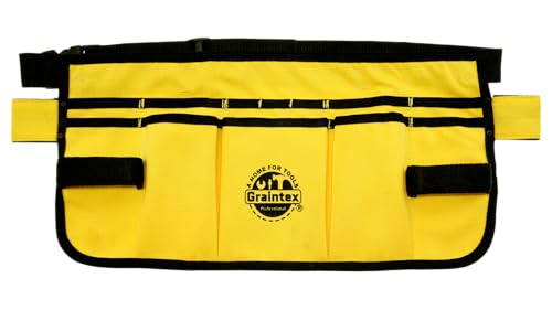 Graintex Heavy-Duty Ripstop Canvas Tool Apron – 12 Pockets, Adjustable Belt, Reinforced Stitching – Carpenter, Gardener, and DIY Utility Waist Apron - color: Yellow