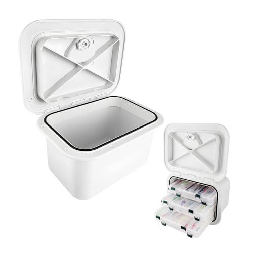 Marine Deck Access Hatch 10.63"×14.76" White/Black Rectangle Boat Hatch & Lid,Boat Deck Hatch Lids - color: white, size: 270-375BOX