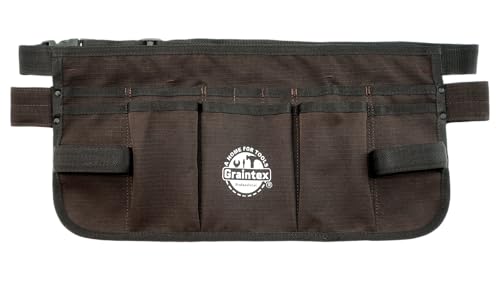 Graintex Heavy-Duty Ripstop Canvas Tool Apron – 12 Pockets, Adjustable Belt, Reinforced Stitching – Carpenter, Gardener, and DIY Utility Waist Apron - color: Coffee Brown