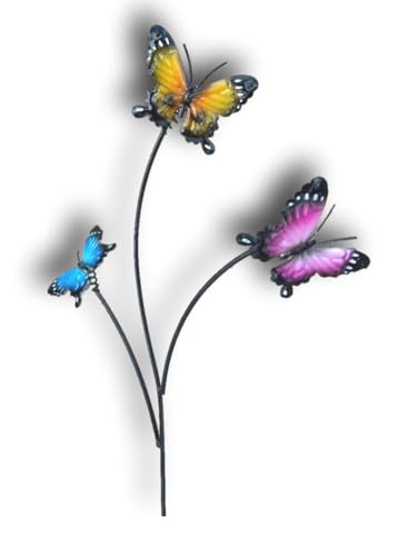 Gerson Beautiful Garden Plant Stake Picks Indoor or Outdoor (Purple Yellow & Blue Butterflies), CHG 501 - color: Purple Yellow & Blue Butterflies