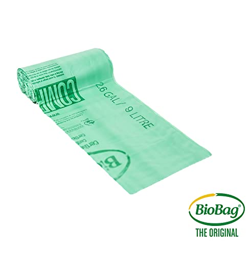 2.6 Gallon Compostable Food Scrap Bags by BioBag, 100 Count, BPI Certified, Meets ASTM D6400 Standards, Made in USA, Kitchen Counter Bin Liners - style: 2.6 Gallon