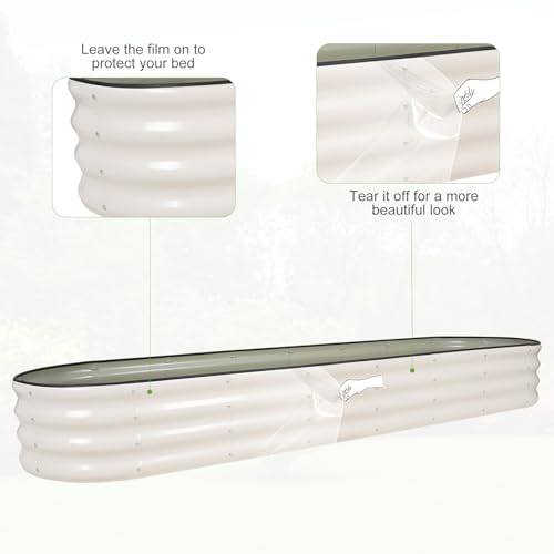 Galvanized Raised Garden Bed Outdoor- 8x2x1FT Planter Box, White - color: White, size: 8x2x1ft