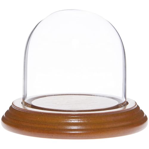 Plymor 3" x 3" Glass Display Dome Cloche (Oak Veneer Base) - color: Oak Veneer Base