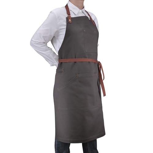Cooking Kitchen Apron with Pockets for Men Women - color: Dark Gray 9#