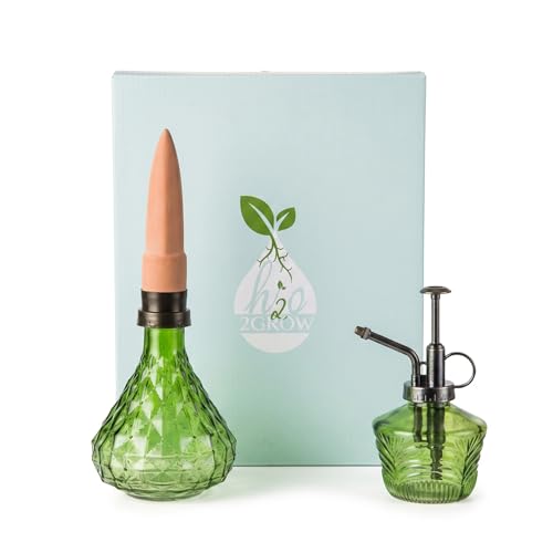 Topadorn Glass Plant Watering Kit, Plant Mister Spray Bottle - color: Green