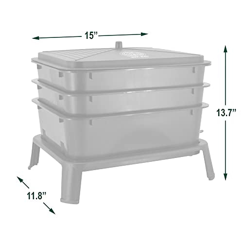 Worm Nerd WN53 4-Tray Worm Composting Bin Kit with Coco Coir for Recycling Food Waste, Worm Castings, Worm Tea, Vermiculture and Vermicomposting, Tan - style: Jaylen Bin - Tan