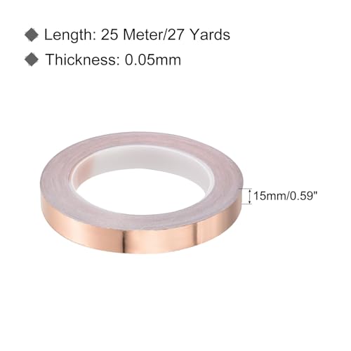 PATIKIL Copper Tape 0.59 Inch x 27 Yards 0.05 Thick Copper Foil Tape Single Sided Conductive Adhesive EMI Shielding for Electronics, Circuits, Grounding - size: 0.59 Inch x 27 Yards x 0.05mm