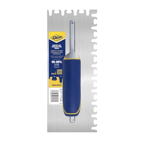 QEP Euro Notch Stainless Steel Trowel with Comfort Grip Handle
