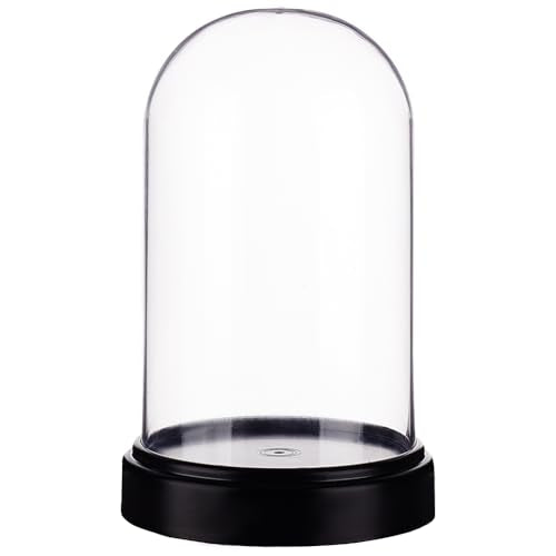 AHANDMAKER Acrylic Display Dome Case Cloche Globe, 3X4 Black Base Crystal Dome Bell Jar Display Case for Figures Flowers Plants Bouquets Photos Medals Tabletop Wedding Decorations