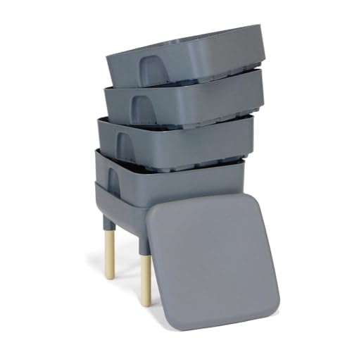 FCMP Outdoor - The Essential Living Composter, 4-Tray Worm Vermicomposter Bin, Grey - color: Gray