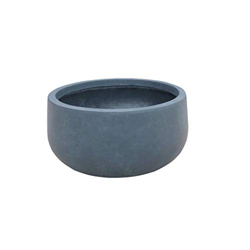 Kante Large Round Bowl Charcoal Concrete Planter 20" Dia, Outdoor - color: Charcoal, size: 19.6"w