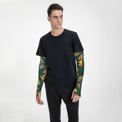 Marijuana Arm Sleeves Cannabis Weed Gardening Sleeves for Women Men - color: Marijuana 069