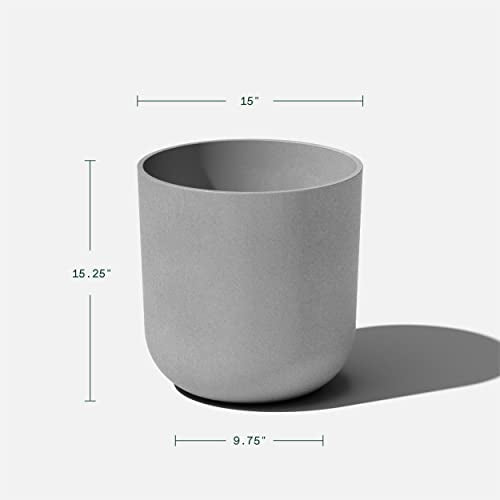 Veradek Mason Series Lima Planter & Drip Tray - Large Round Outdoor Planter - color: Gray, size: 15 inches - 2 Pack with Saucers