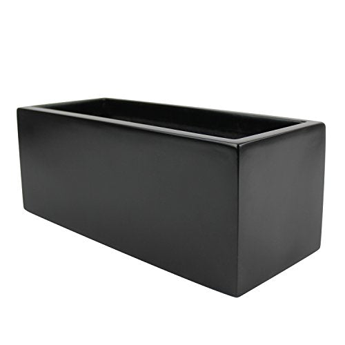 Brisbane Rectangle Fiberglass Planter Box (L:24" x W:8" x H:8", Matte Black) - color: Matte Black, size: L:24" x W:8" x H:8"