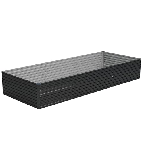 Vengarus 12x4x2ft Galvanized Raised Garden Bed,Metal Raised Beds Kit Black - color: Black, size: 12x4x2 ft