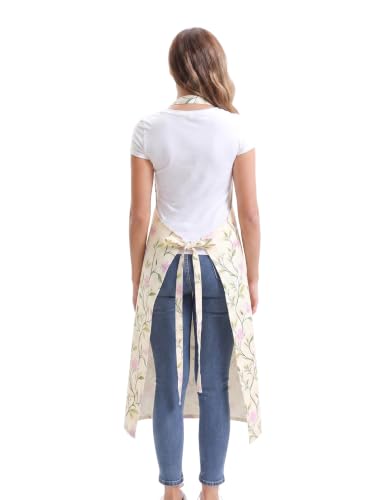Nanxson Pottery Apron Split Leg with 3 Pockets & Adjustable Buckle - color: Purple Flower