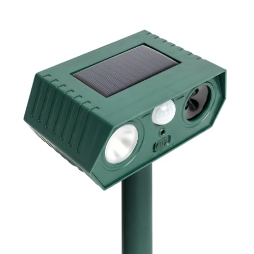 Cat Repellent Outdoor Deer Repellent Device Dog Repeller Solar Animal Repellent Ultrasonic Squirrel Repeller Waterproof with Flashing Light Motion Activated Sensor 2 Pack (2 Pack Dark Green)