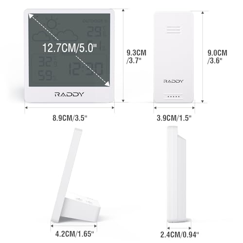 Raddy WF-50T Wireless Weather Station, Thermometer Hygrometer, White - color: White