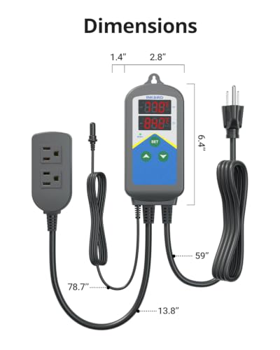 Inkbird Aquarium Heater with Probe Thermostat Fish Ornamental Shrimp Reef Tanks 24 Hours Double Time with Day Night Automatic Temperature Controller - size: ITC-306T (with Aquarium Probe)