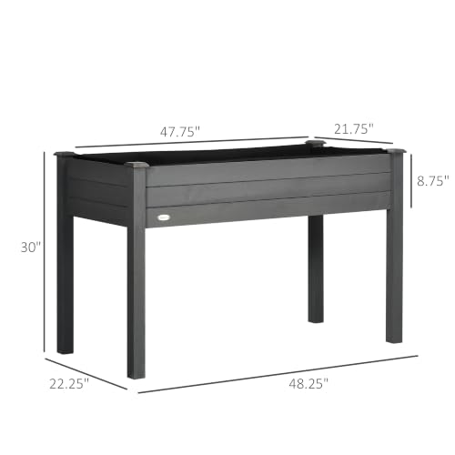 Outsunny Raised Garden Bed with Legs, Bed Liner 48" x 22" x 30", Dark Gray - color: Dark Gray, size: 48" x 22" x 30"