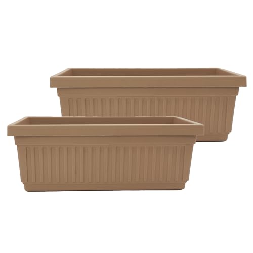 The HC Companies Venetian Window Planter Box, 24 Inch, Sandstone, 2-Pack - color: Sandstone, size: 24", style: Pack of 2