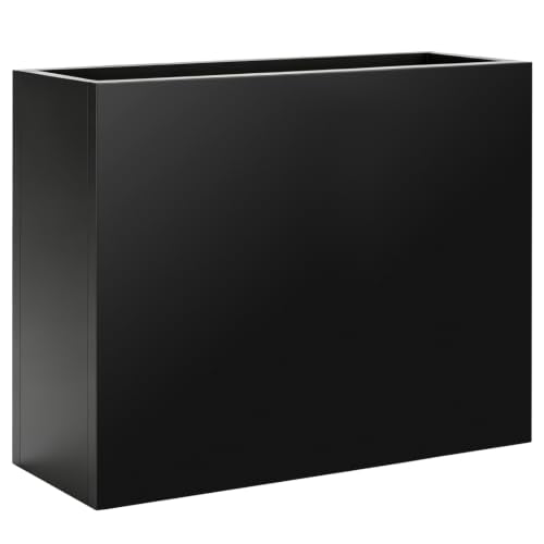 Tall Metal Planter 38" L x 12" W x 30" H, Steel Planter Box Outdoor - color: Black, size: 38”L x 12”W x 30”H