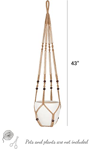 Mkono 43 Inch Macrame Plant Hanger Indoor Hanging Planter Holder Brown 1Pc - color: Brown