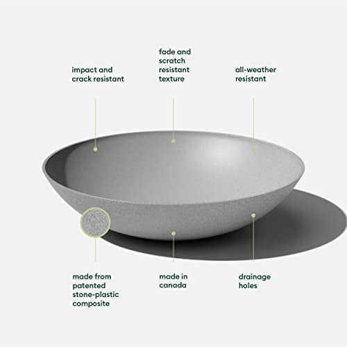 Veradek Mason Series Lane Bowl - Large Outdoor Bowl Planter - color: Gray, size: 8"H x 32"DIA 2PK