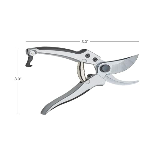 Bypass Pruning Shears for Gardening - 8” Heavy Duty Garden Shears - Spring-Loaded Snap Catch and Ergonomic Grips - Ultra Sharp Rust Resistant Trimming Scissors - Gardening Tools by Kings County Tools - style: 8" Bypass Pruner