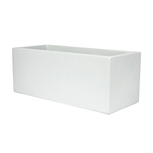 Brisbane Rectangle Fiberglass Planter Box (L:30" x W:10" x H:10", Matte White) - color: Matte White, size: L:30" x W:10" x H:10"