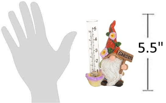 The Bridge Collection Cute Garden Gnome Rain Gauge (Red) - color: Red