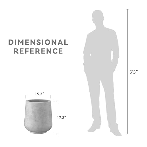 Kante 17.3" Tall Large Round Concrete Planter, Curved Floor Pot, Pale Gray - color: Gray Concrete, size: 15.3" D