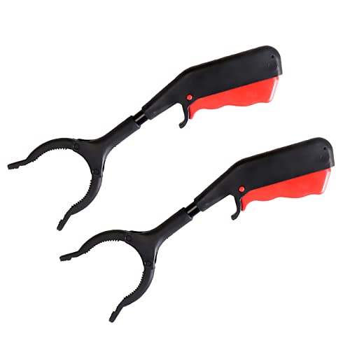 Tookie Grabber Tool, 2pcs 30cm Grabber Tool Adults Kids Senior Reacher Claw Rubbish Tong Portable Grabber Tool(Black + red)