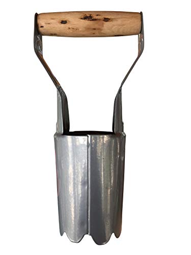 Garden Guru Steel Bulb Planter Tool for Planting Bulbs - High Carbon Steel & Comfortable Wood Carved Handle - Depth Marker for Consistent Planting Flowers Tulips, Daffodils, Dahlias