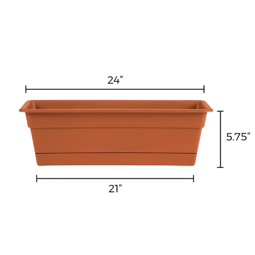 Bloem Dura Cotta 24" Plastic Window Box Planter, Terra Cotta, 3-Pack - color: Terra Cotta, size: 24" (Pack of 3)