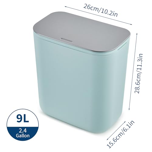 2.38 Gallon / 9 Liter Compost Bin Hanging Trash Can Stainless Steel Garbage Can with Stainless Steel Lid and Hanging Hook, for Kitchen、Bathroom& Offices, Green - color: Green, size: Large