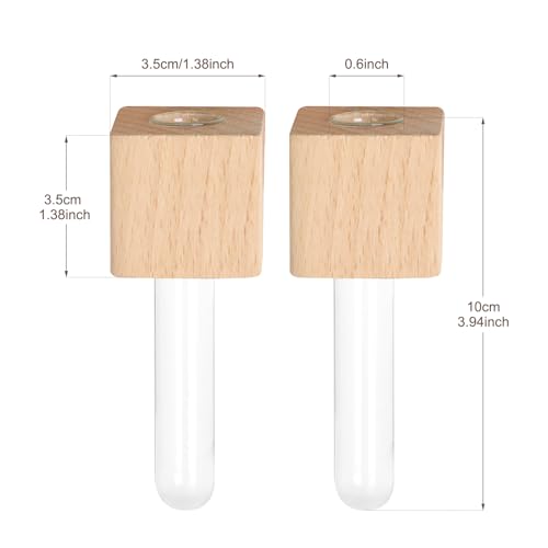 Magnetic Test Tube Flower Vases for Refrigerator, Set of 2 - color: 2 Pcs Wood