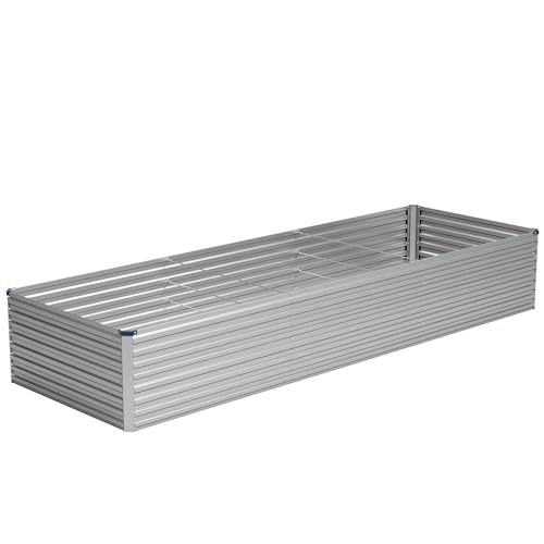 Vengarus 12x2x2ft Galvanized Raised Garden Bed,Metal Raised Beds Kit Silver - color: Silver, size: 12x2x2 ft